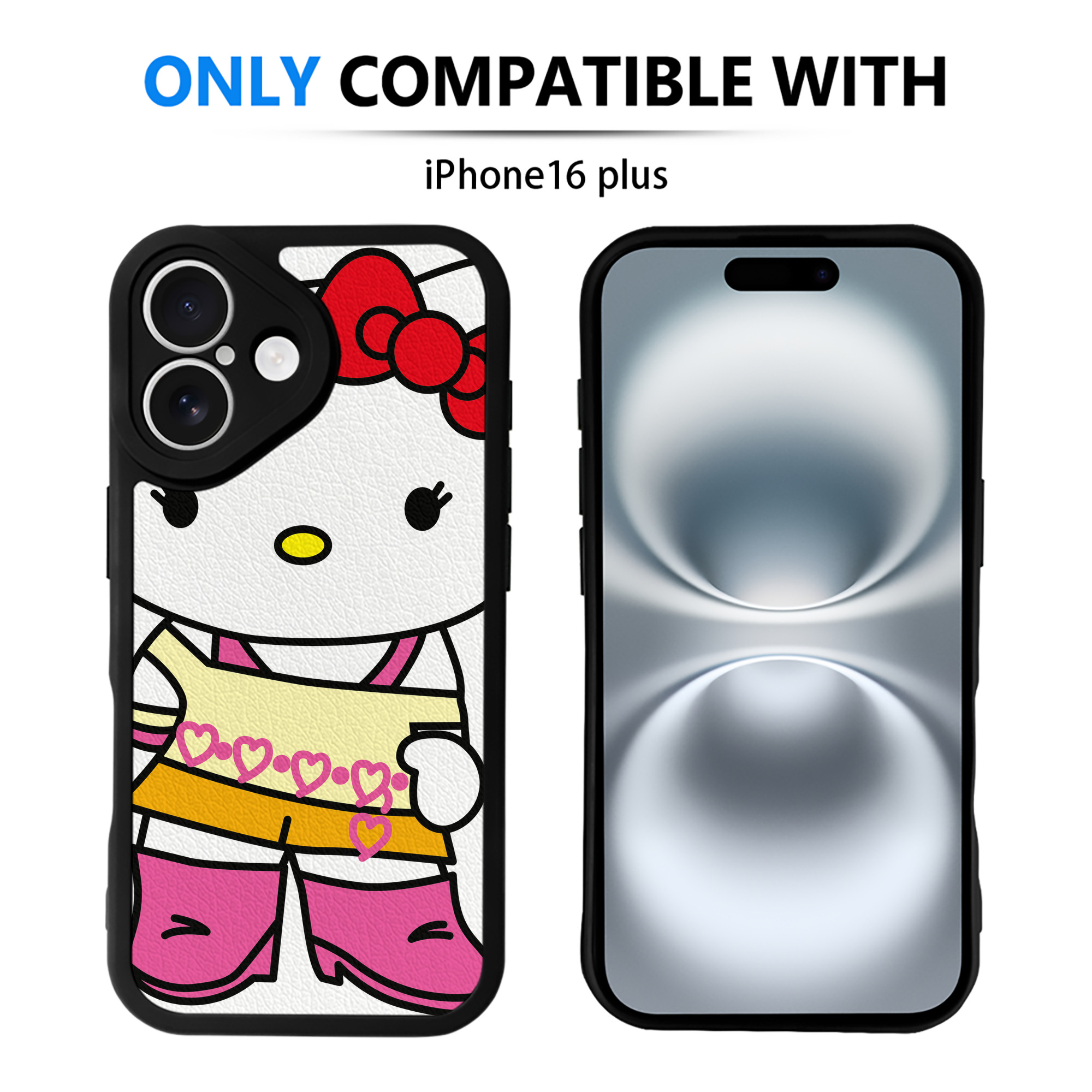 （画像用） Hello Kitty ハローキティ 【iPhone 16シリーズ対応】シリコンスマホケース（レザー調） 材質：シリコン